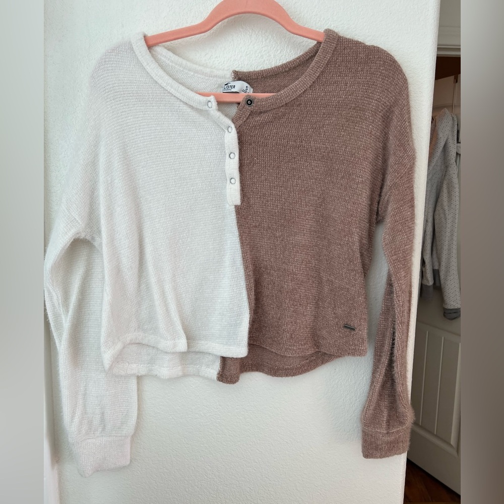 Hollister Two-Tone Button-Up Sweater